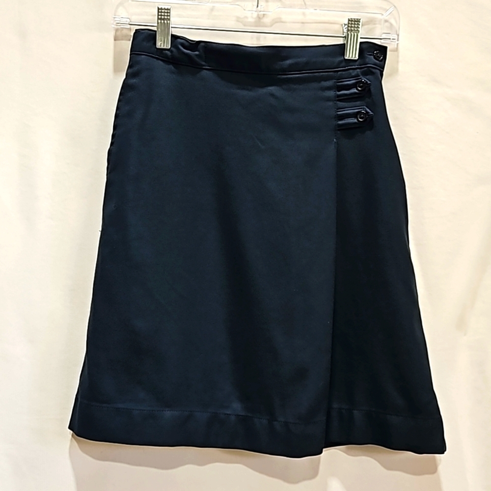 Lands End Kids Navy Aline skirt, 11/12 Adjustable Elastic waist, Pleated, Pocket